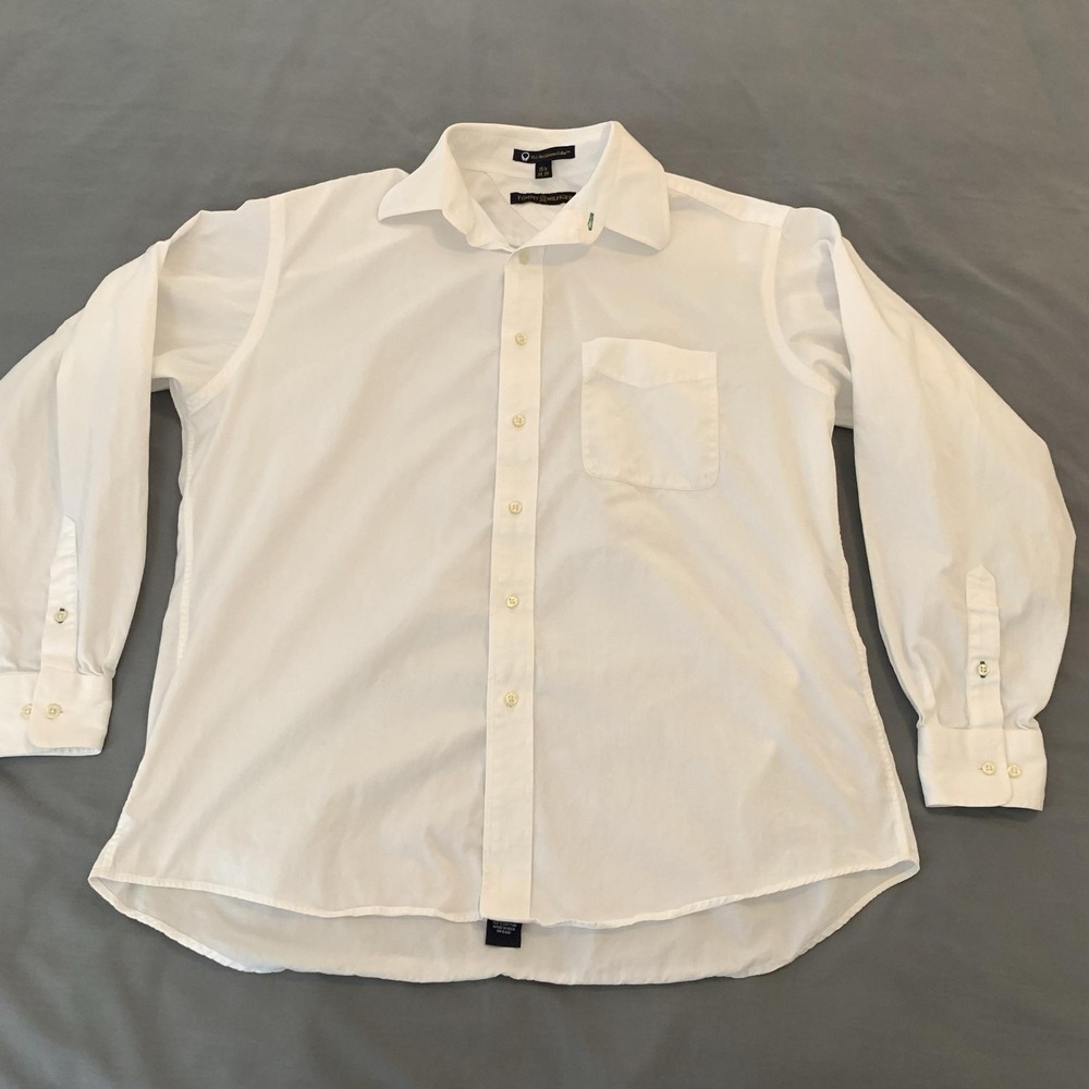 Tommy Hilfiger Dress Shirt Mens 15.5 32/33 White Regular Fit Long Sleeve Button